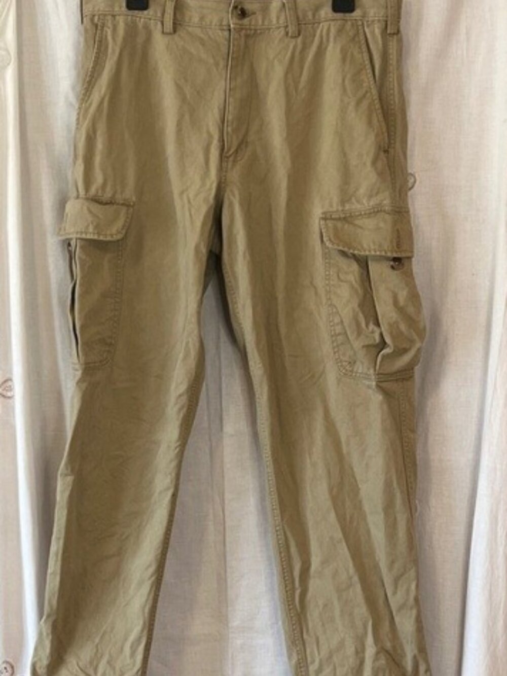 Lands End Khaki Cargo Pants 33